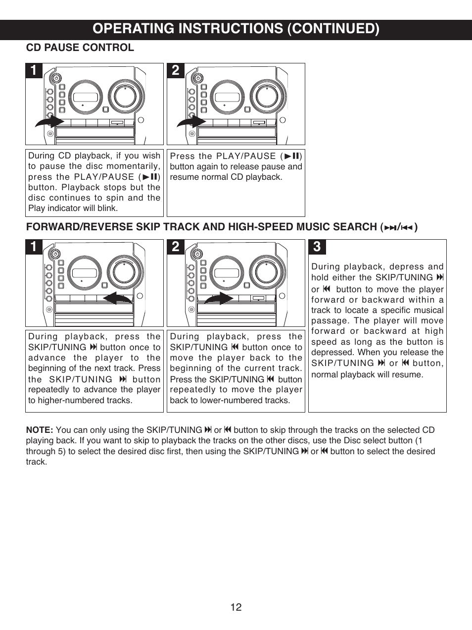 Operating instructions (continued) | Memorex MX4501 User Manual | Page 13 / 20