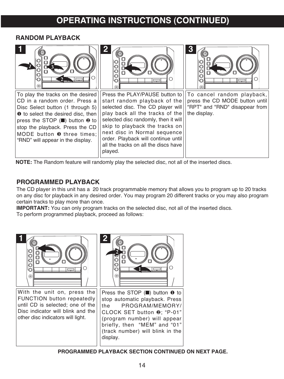 Operating instructions (continued) | Memorex MX4501 User Manual | Page 15 / 20