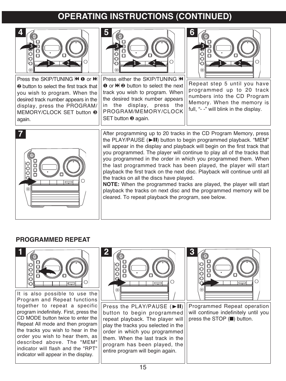 Operating instructions (continued) | Memorex MX4501 User Manual | Page 16 / 20