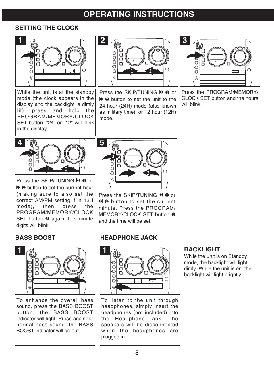 Operating instructions | Memorex MX4501 User Manual | Page 9 / 20