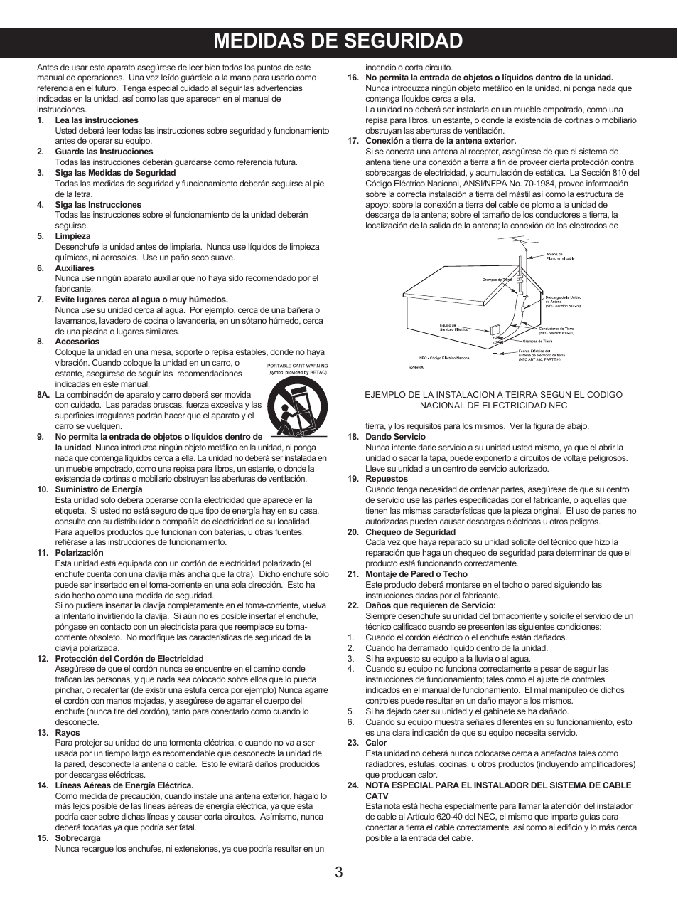 Medidas de seguridad | Memorex MKS2115 User Manual | Page 23 / 38