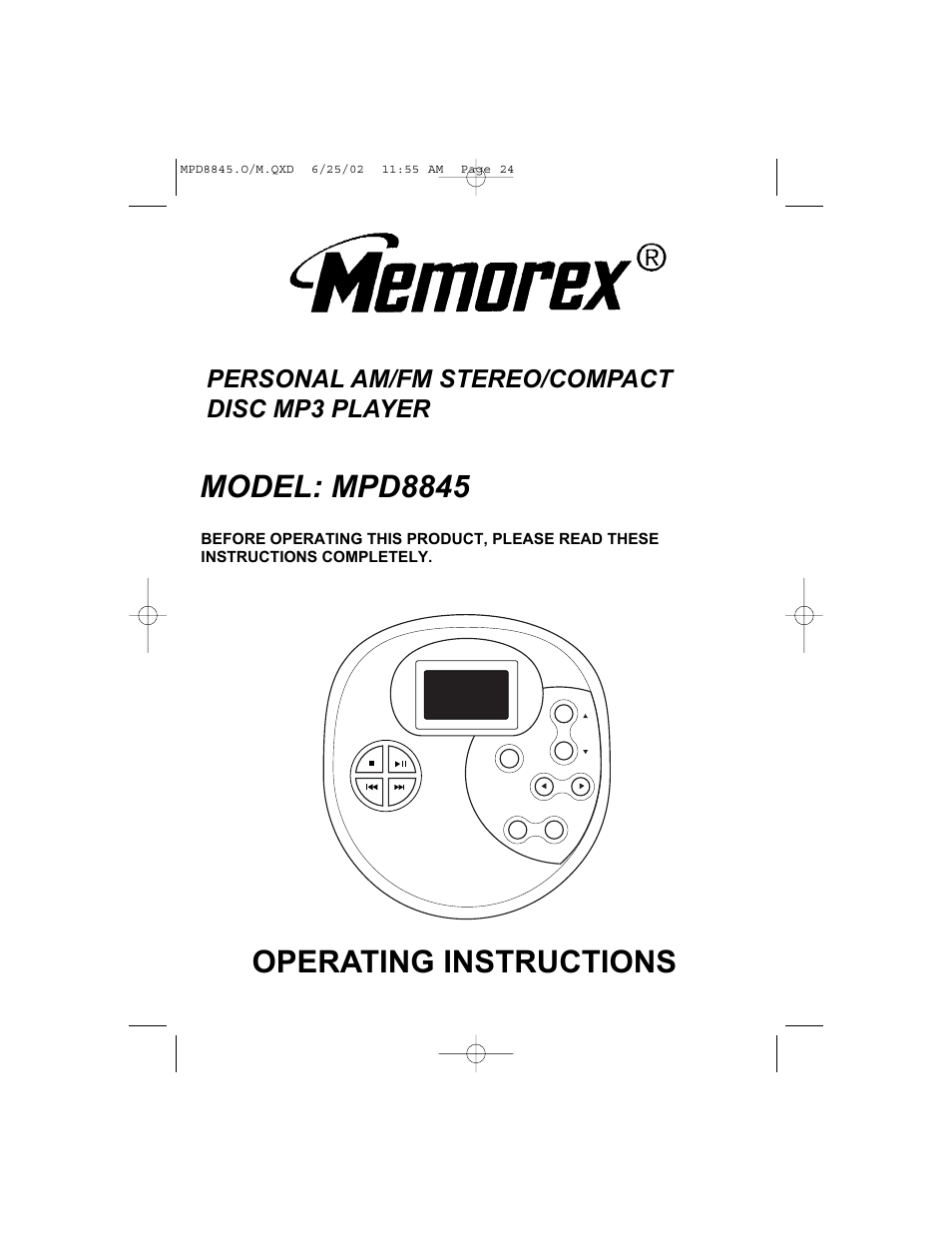 Memorex MPD8845 User Manual | 24 pages