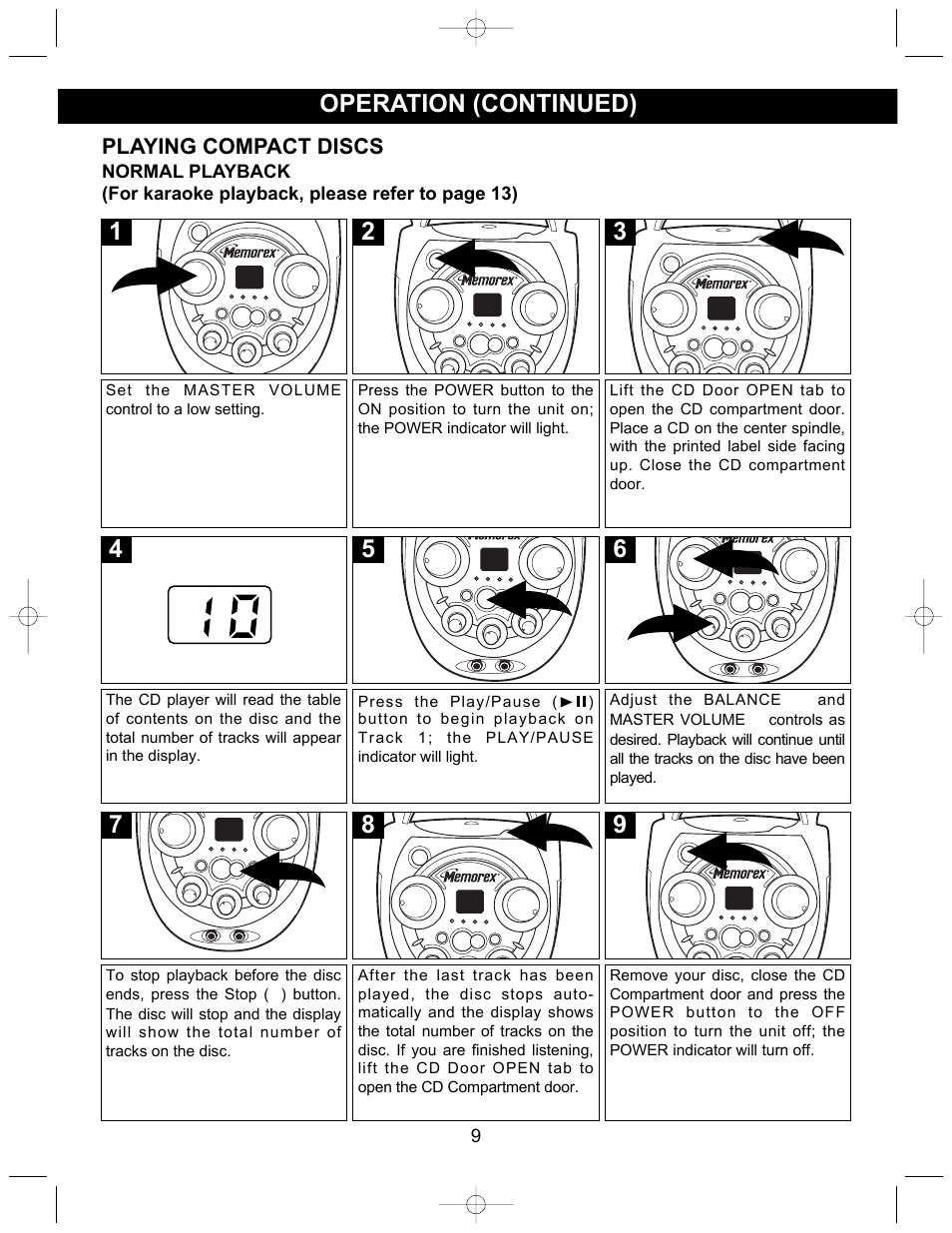 Operation (continued) | Memorex MKS2112 User Manual | Page 10 / 18