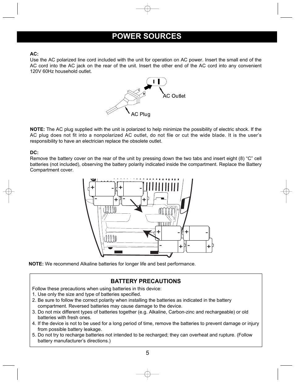 Power sources | Memorex MKS2112 User Manual | Page 6 / 18