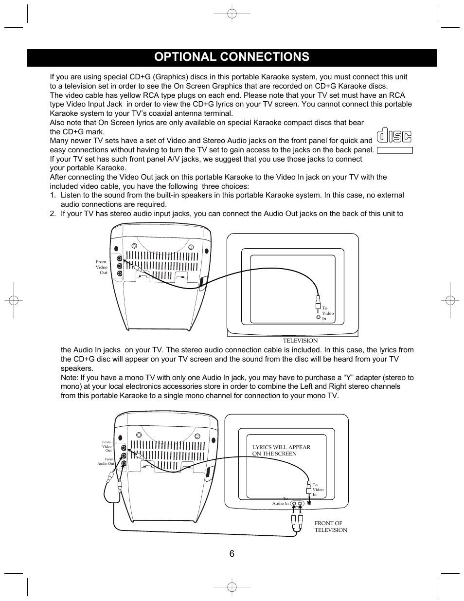 Optional connections | Memorex MKS2112 User Manual | Page 7 / 18