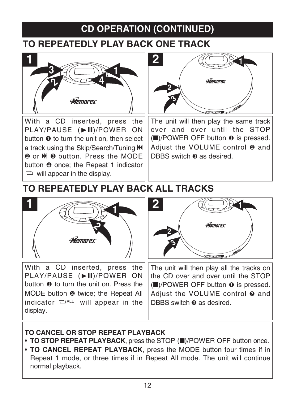 Cd operation (continued) | Memorex MD6883 User Manual | Page 13 / 19