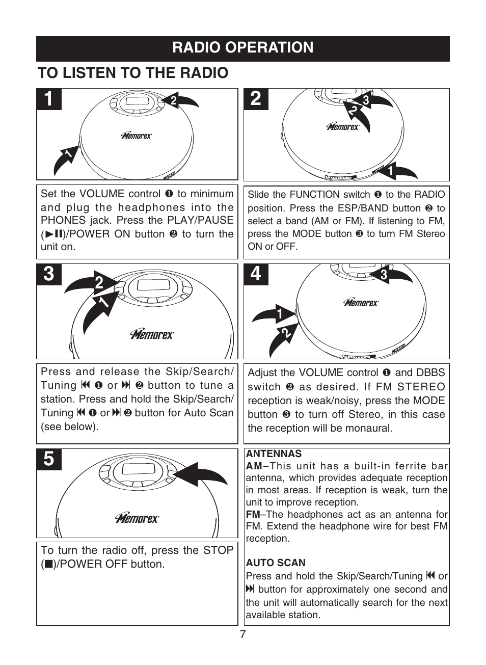 Radio operation | Memorex MD6883 User Manual | Page 8 / 19