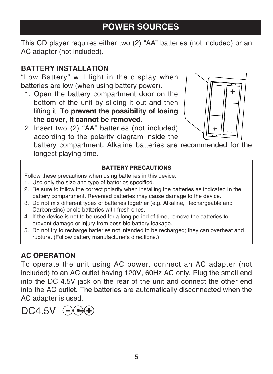 Dc4.5v | Memorex MPD8819 User Manual | Page 6 / 23