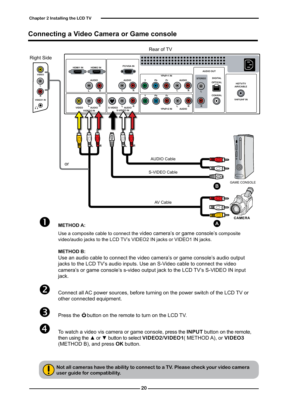 Connecting a video camera or game console, Video camera’s or game console’s | Memorex 1080p User Manual | Page 22 / 103