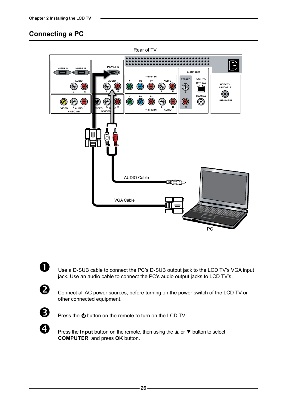 Connecting a pc | Memorex 1080p User Manual | Page 28 / 103