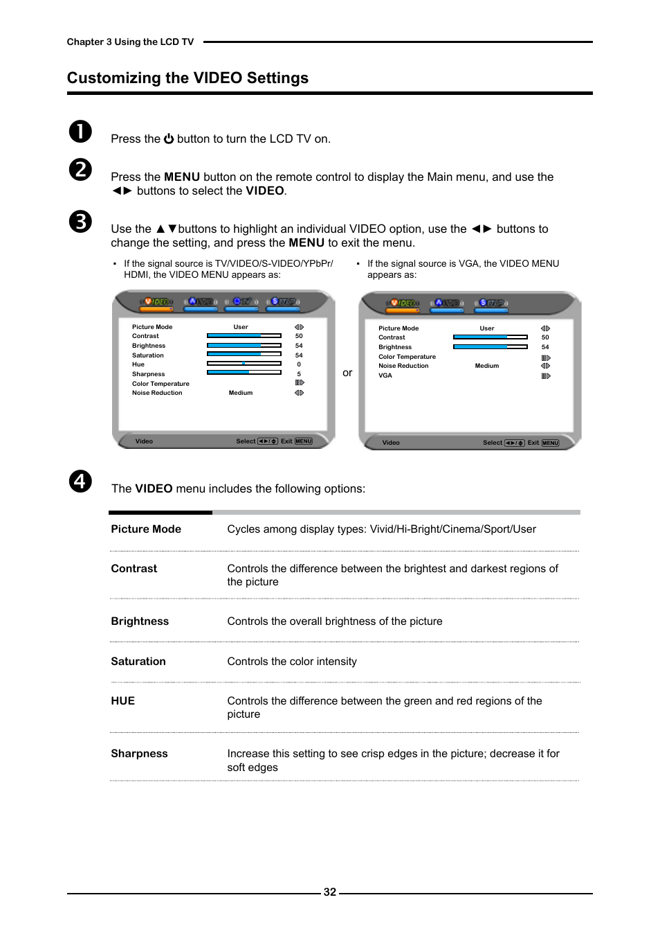 Customizing the video settings | Memorex 1080p User Manual | Page 34 / 103