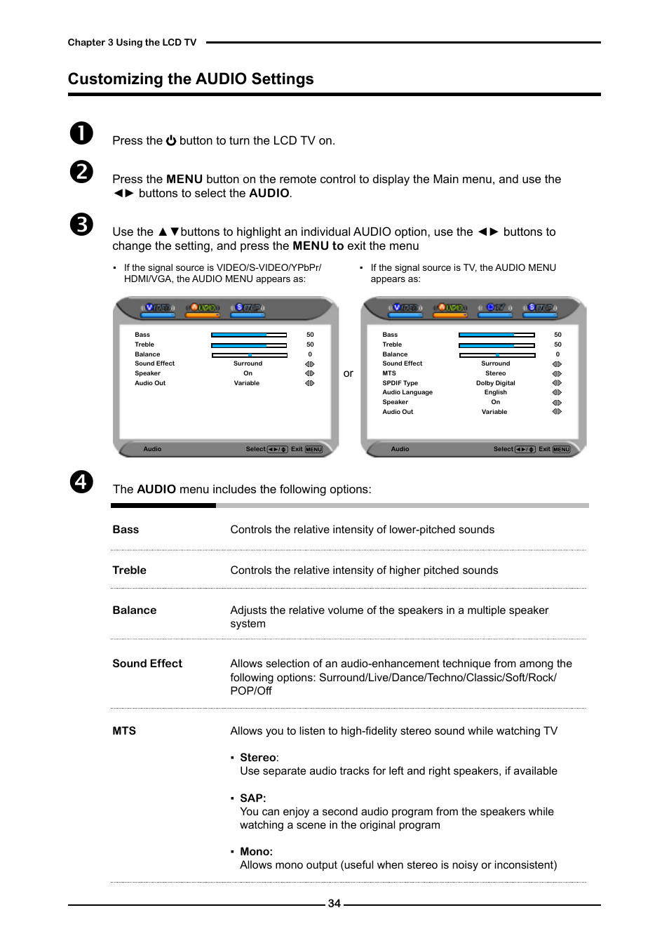 Customizing the audio settings | Memorex 1080p User Manual | Page 36 / 103