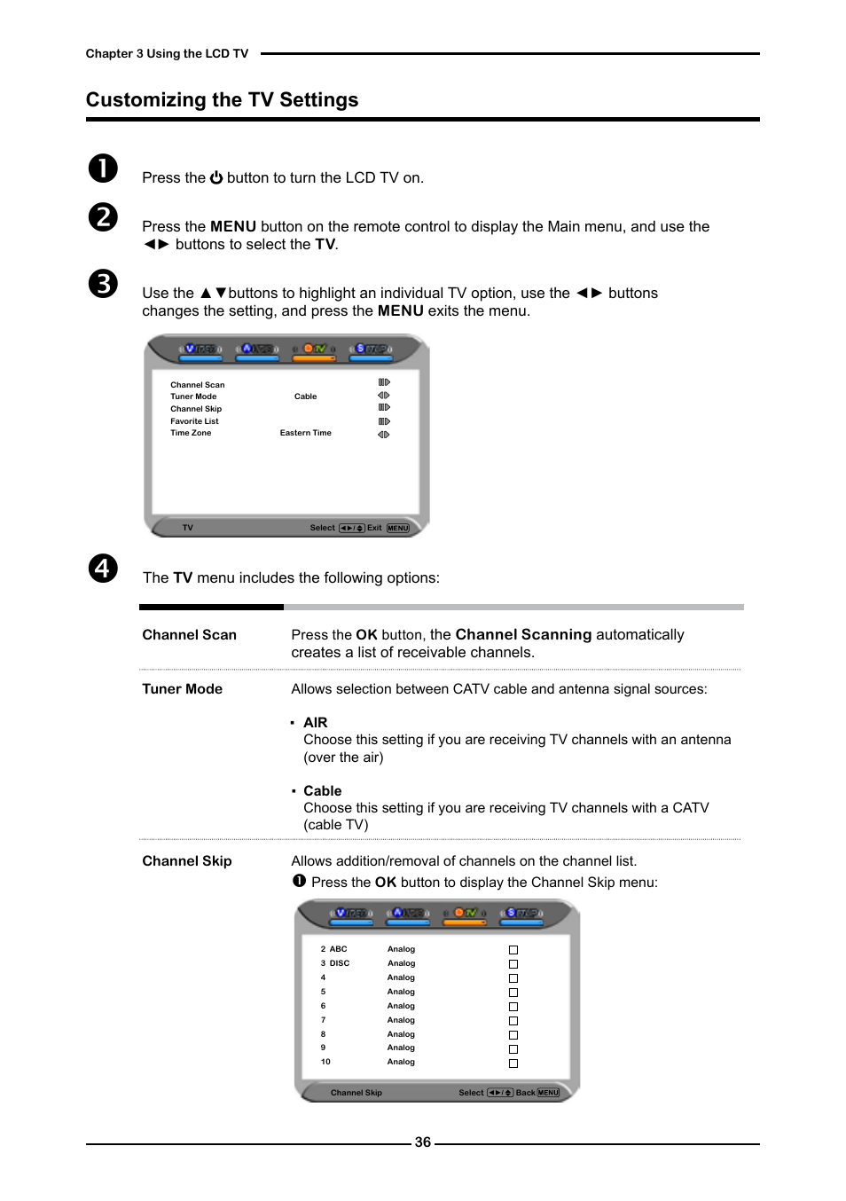 Customizing the tv settings | Memorex 1080p User Manual | Page 38 / 103