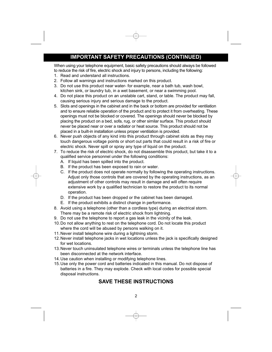 Important safety precautions (continued), Save these instructions | Memorex MPH2410 User Manual | Page 3 / 37