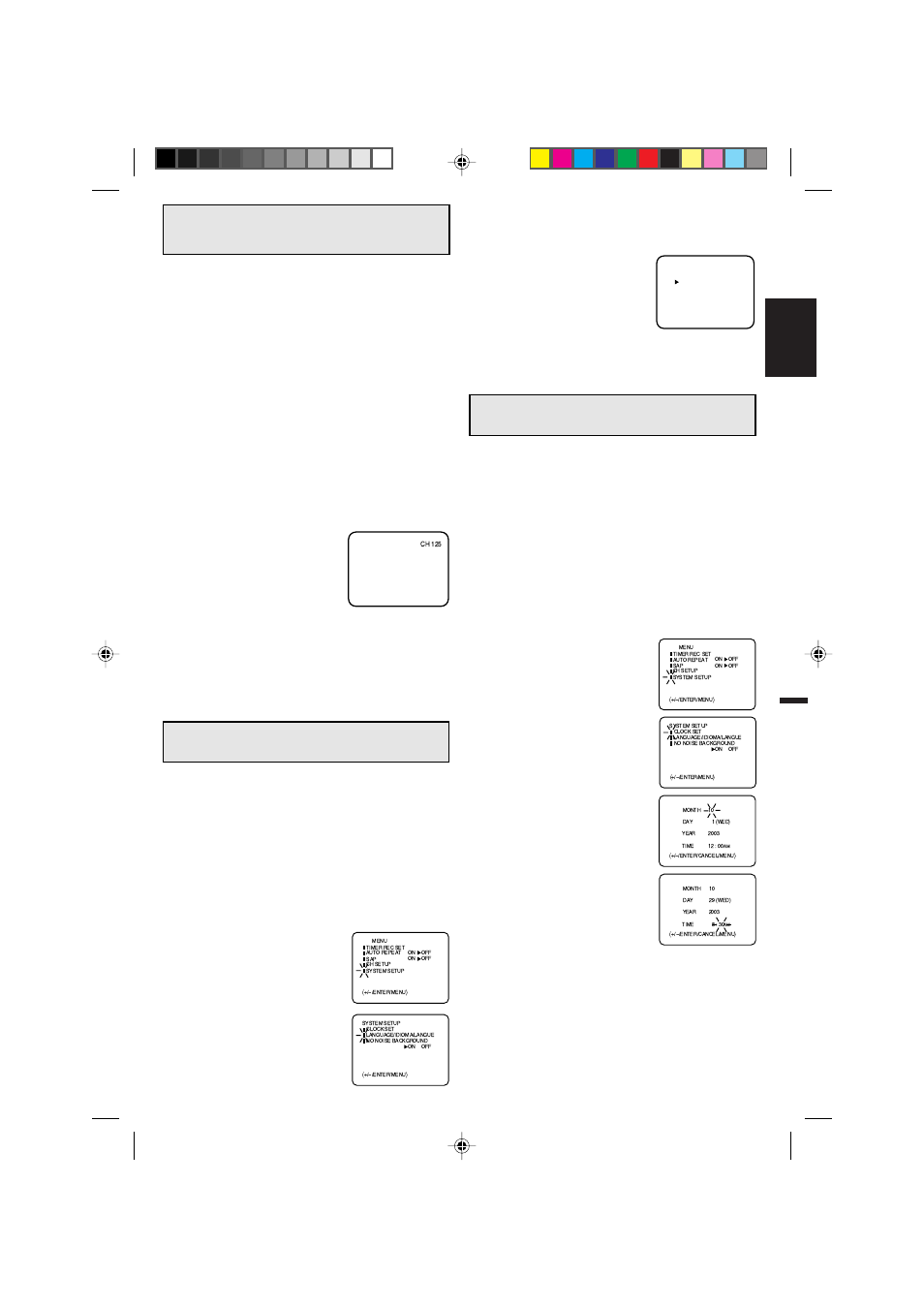 Setting the video channel, Language selection, Setting the clock | English, Check before you begin | Memorex MVR4042 User Manual | Page 15 / 52