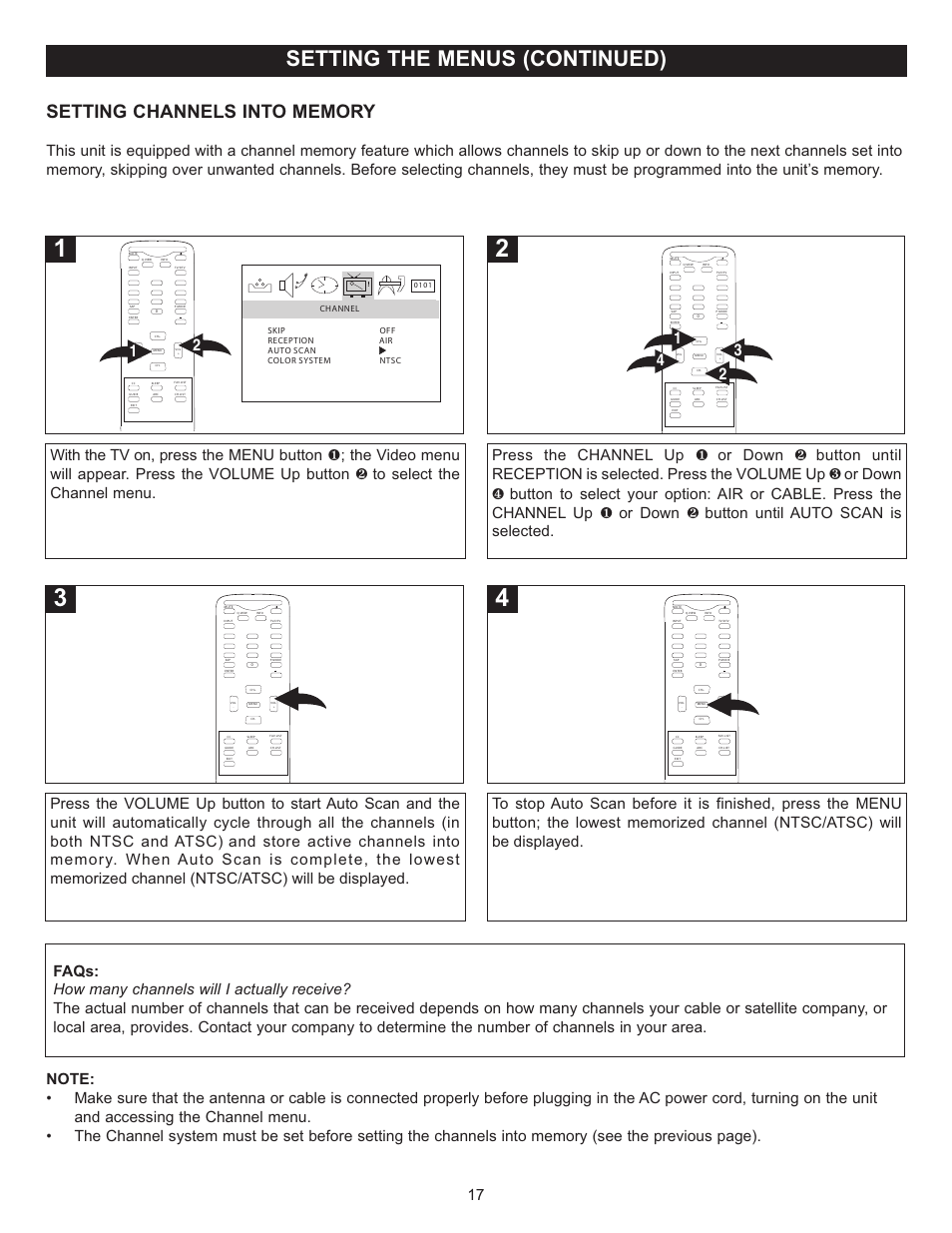 Setting the menus (continued) | Memorex MT2025D User Manual | Page 18 / 76