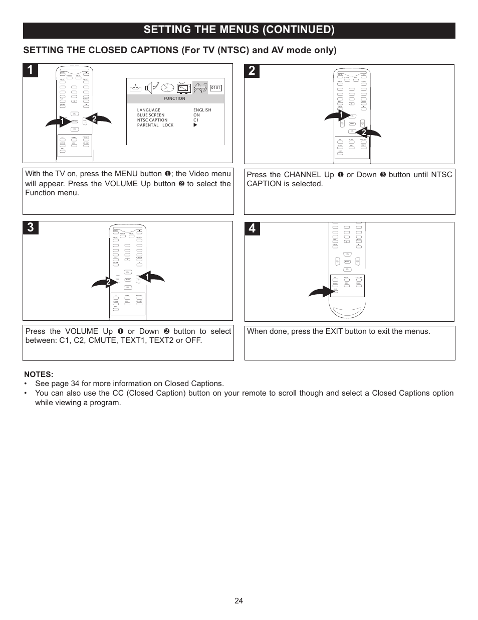 Setting the menus (continued), When done, press the exit button to exit the menus | Memorex MT2025D User Manual | Page 25 / 76