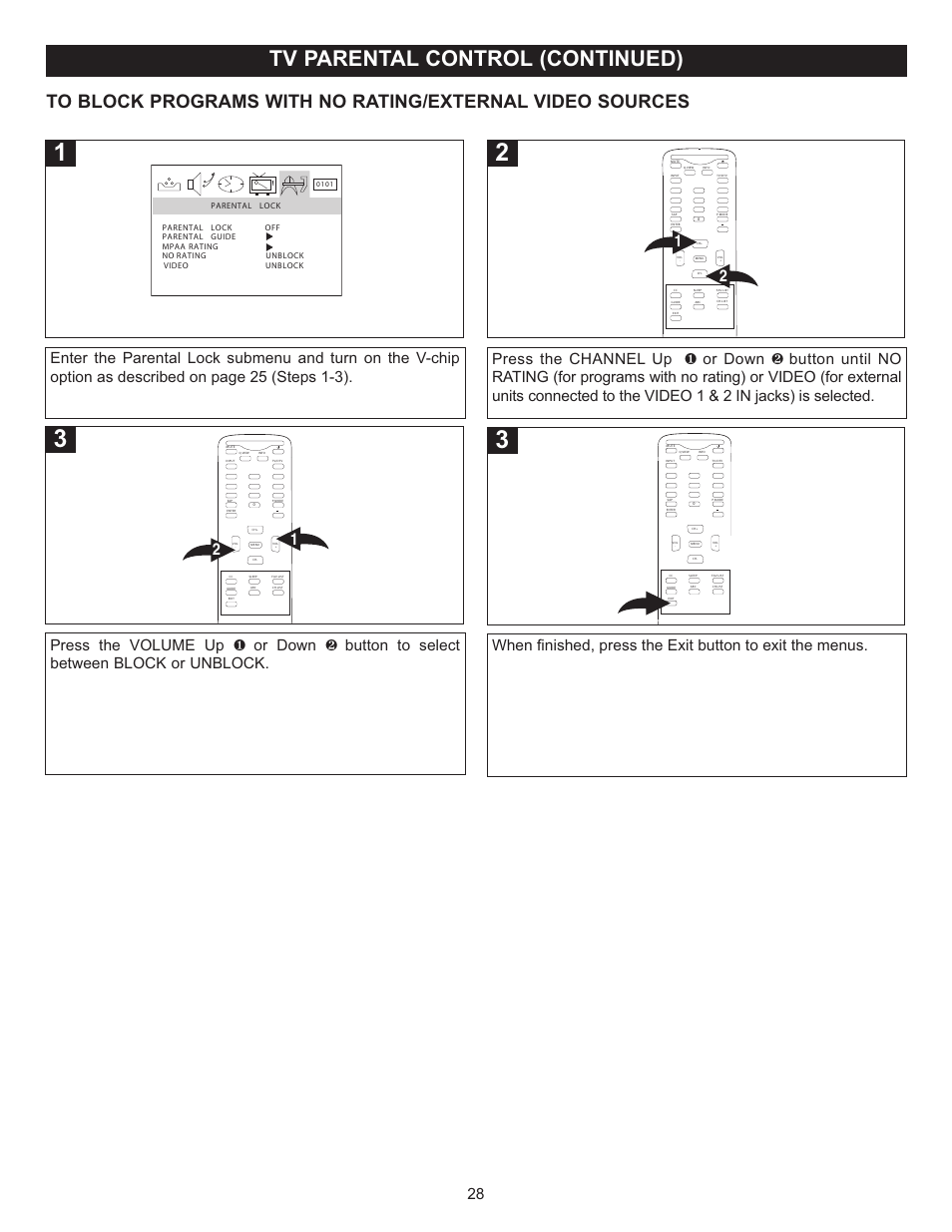 Tv parental control (continued) | Memorex MT2025D User Manual | Page 29 / 76