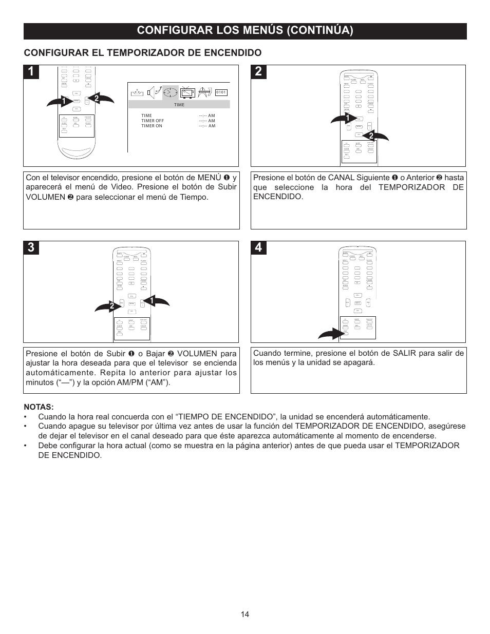 Configurar los menús (continúa), Configurar el temporizador de encendido | Memorex MT2025D User Manual | Page 52 / 76