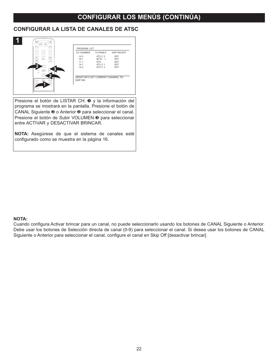 Configurar los menús (continúa), Configurar la lista de canales de atsc | Memorex MT2025D User Manual | Page 60 / 76