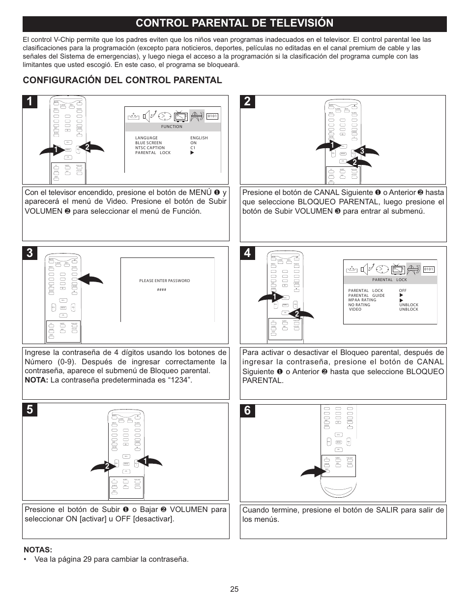 Control parental de televisión, Configuración del control parental | Memorex MT2025D User Manual | Page 63 / 76