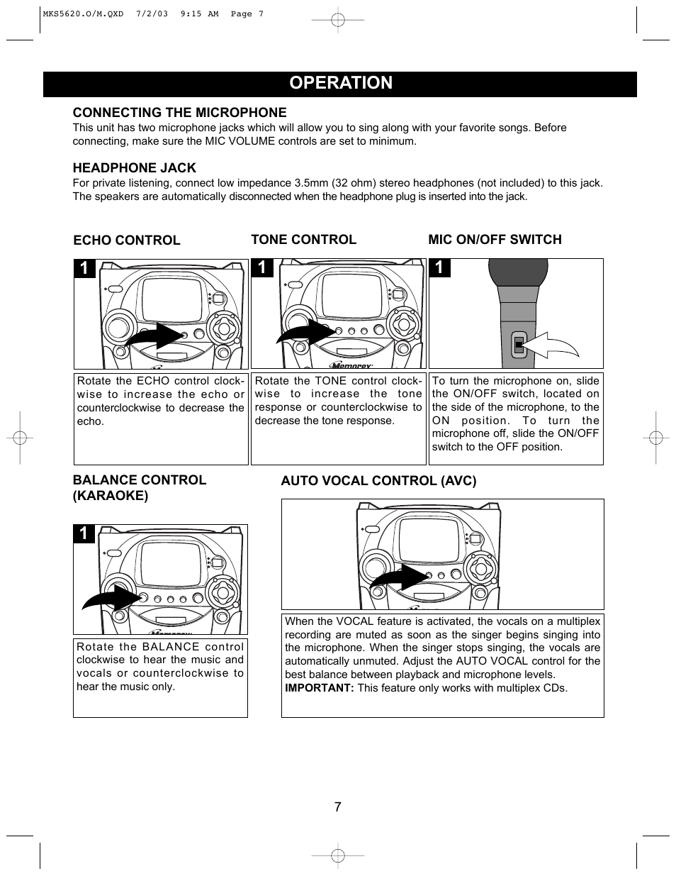 Operation | Memorex MKS5620 User Manual | Page 8 / 21