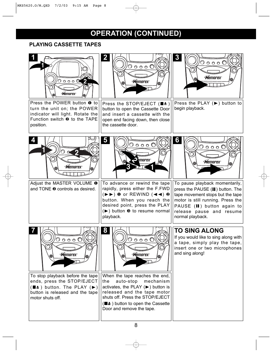 Operation (continued) | Memorex MKS5620 User Manual | Page 9 / 21