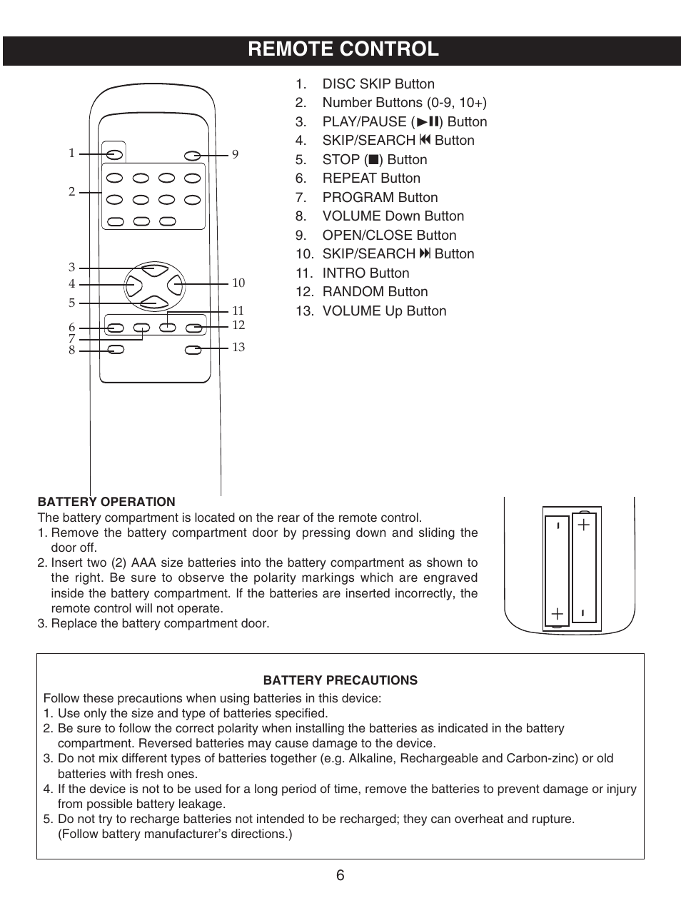 Remote control | Memorex MKS8730 User Manual | Page 7 / 23