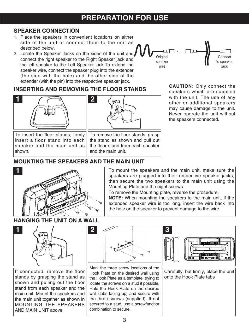 Preparation for use | Memorex MX7300 User Manual | Page 4 / 20