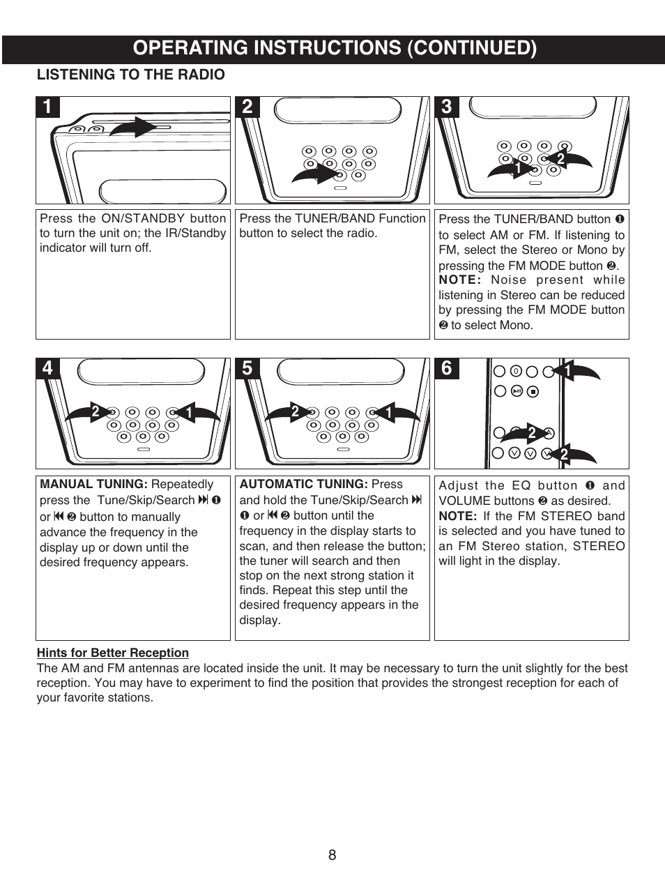Operating instructions (continued) | Memorex MX7300 User Manual | Page 9 / 20