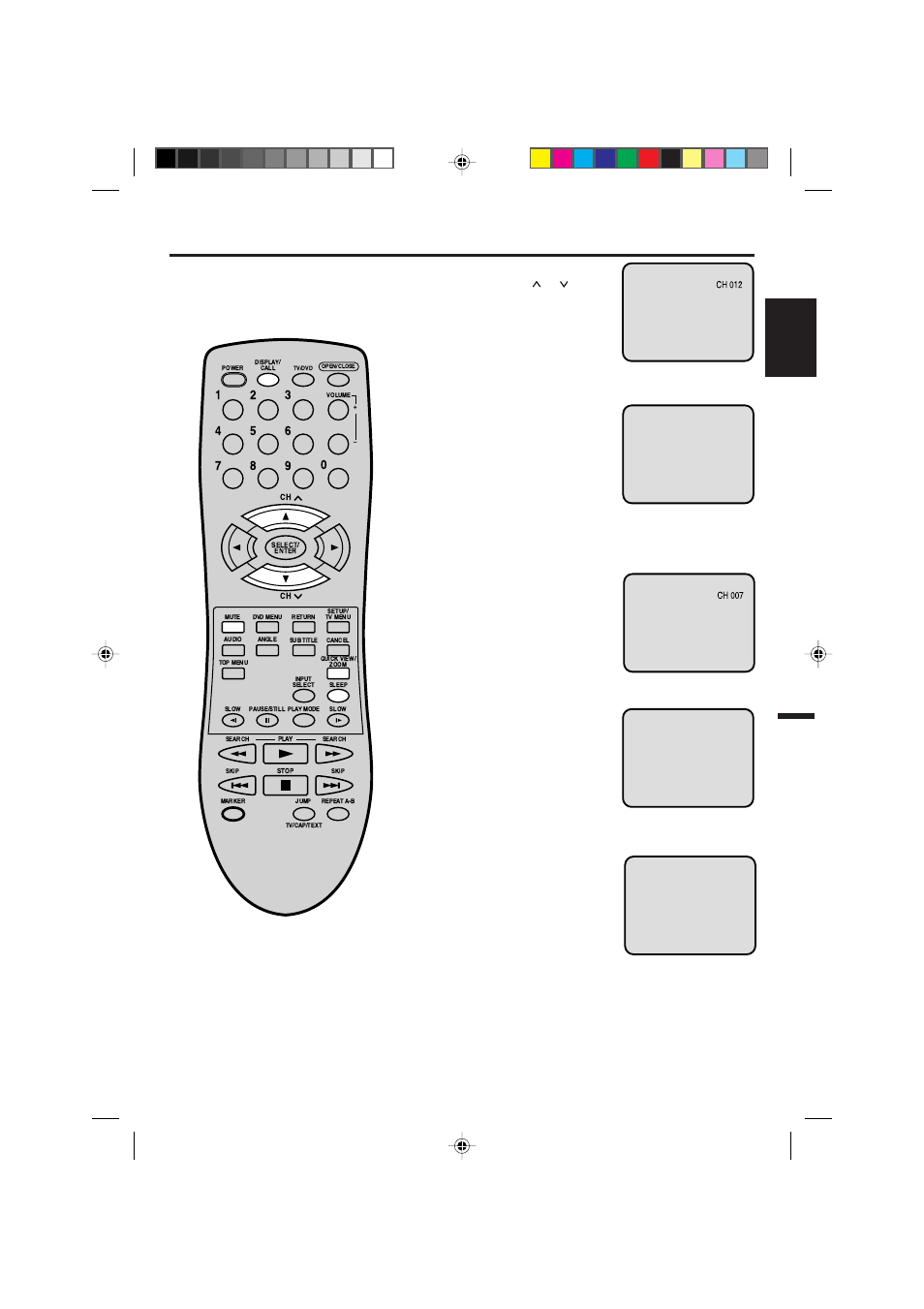 Tv operation, English, Call | Channel up/down, Quick view, Sleep, Mute | Memorex MVD2019 User Manual | Page 15 / 90