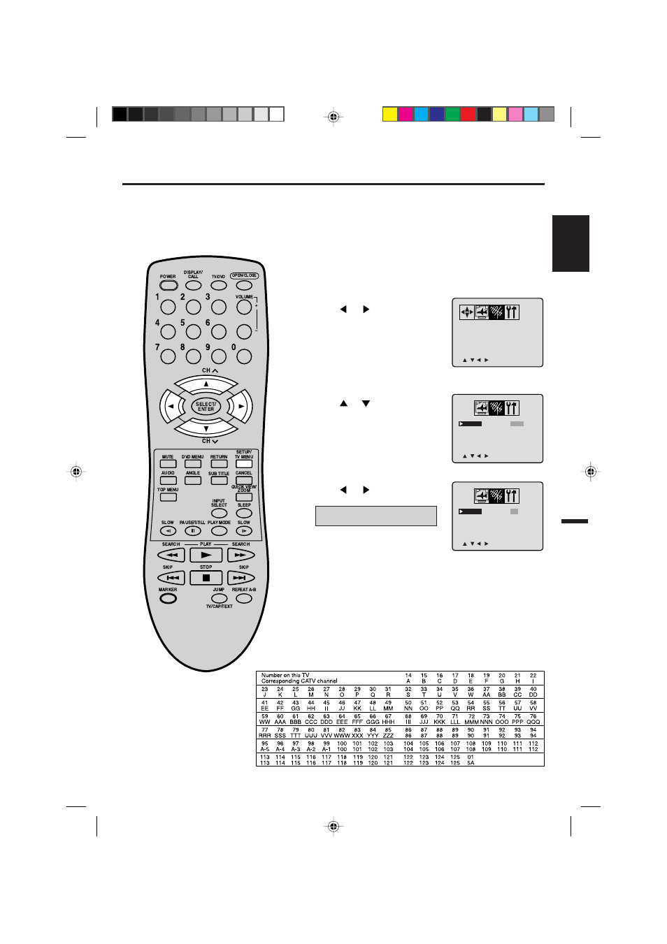 English, Tv/catv selection | Memorex MVD2019 User Manual | Page 17 / 90