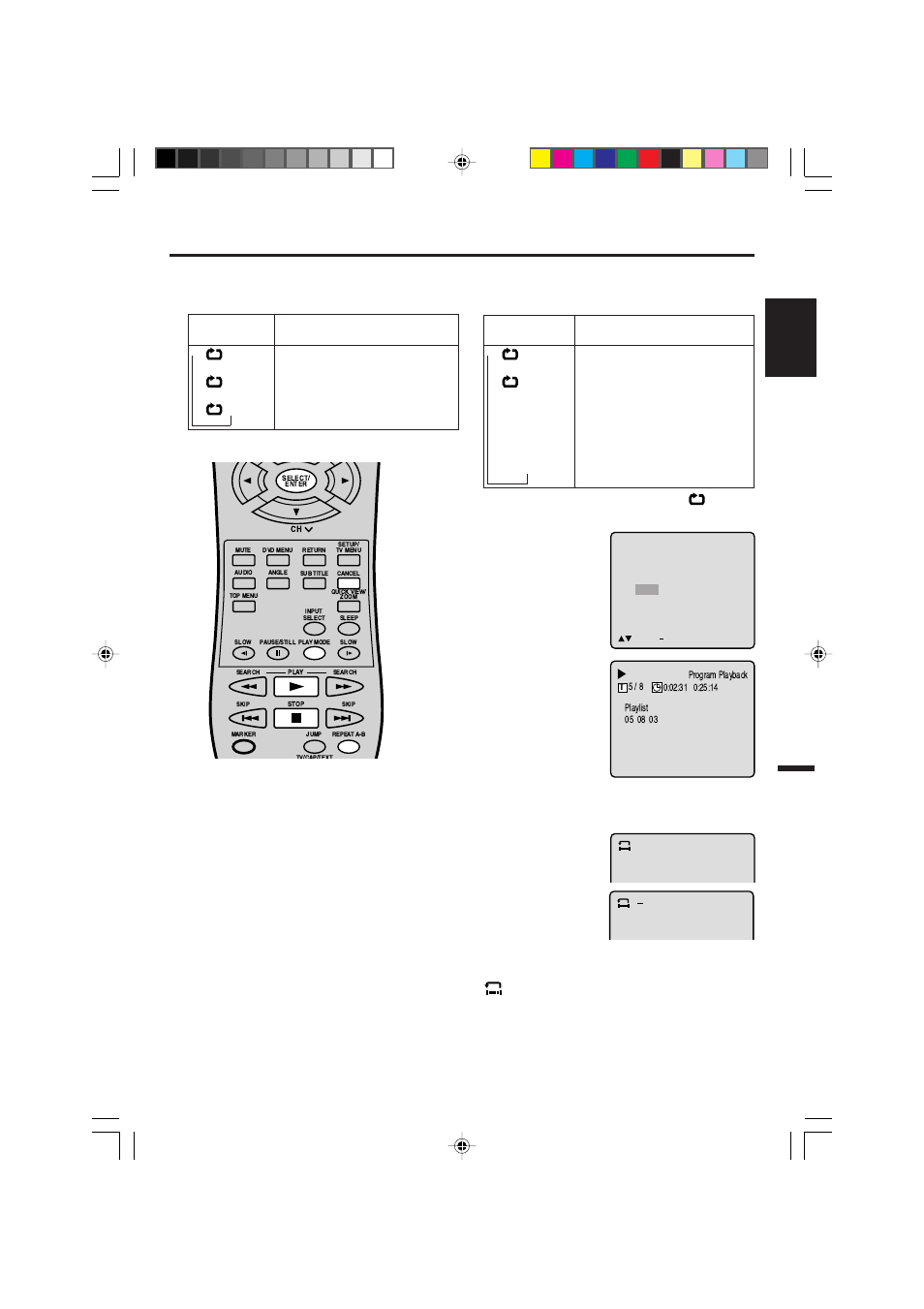 Repeat/random/program playback and repeat a-b, English, Repeat a-b | Program menu | Memorex MVD2019 User Manual | Page 29 / 90