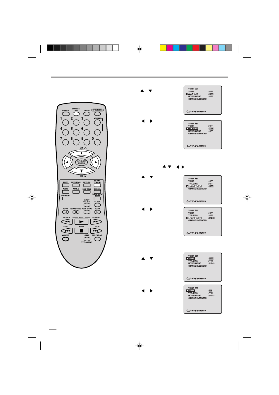 Seleccion chip-v, Para ajustar el v-chip | Memorex MVD2019 User Manual | Page 64 / 90