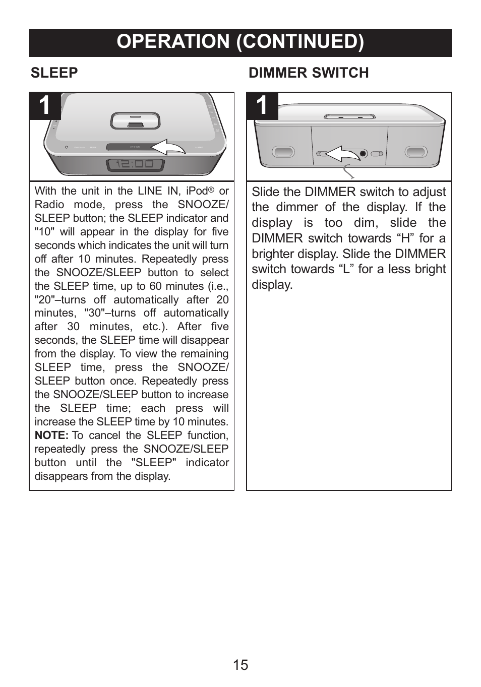 Operation (continued) | Memorex iWake Mi4004 User Manual | Page 16 / 42