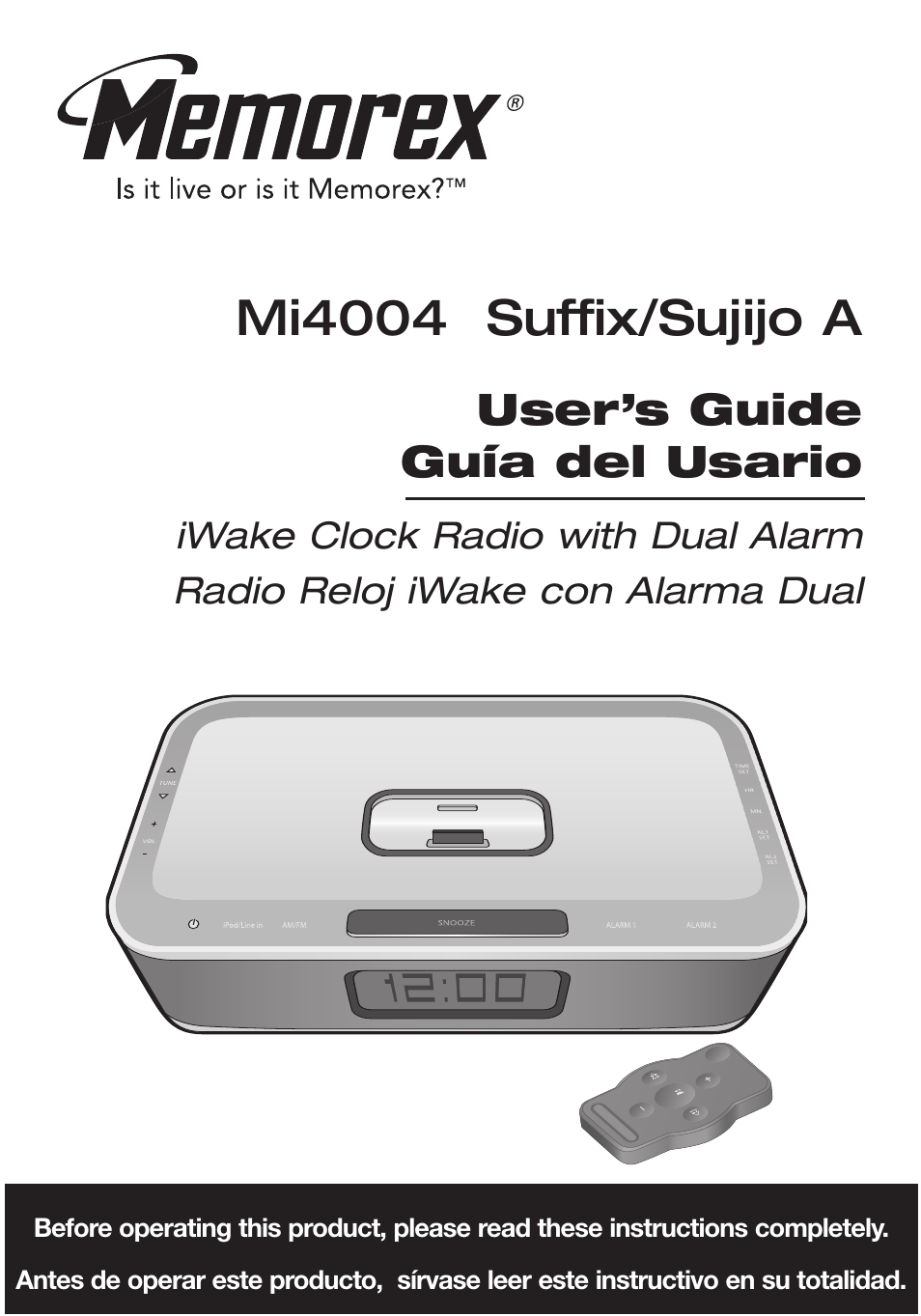 Mi4004 suffix/sujijo a, User’s guide guía del usario | Memorex iWake Mi4004 User Manual | Page 22 / 42