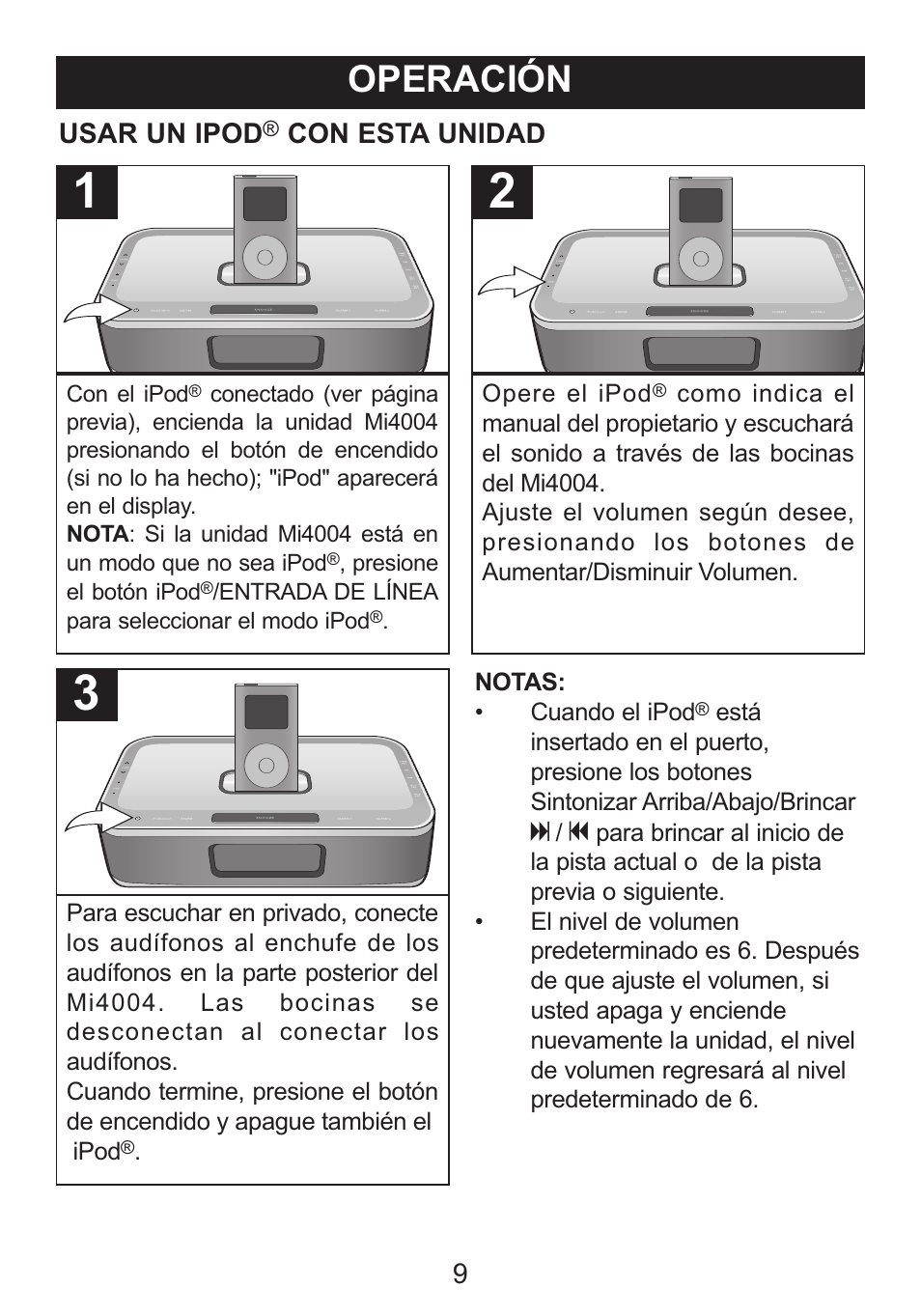 Operación | Memorex iWake Mi4004 User Manual | Page 31 / 42