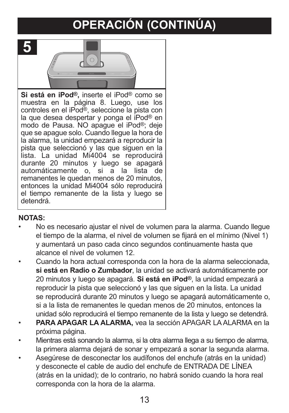 Operación (continúa) | Memorex iWake Mi4004 User Manual | Page 35 / 42