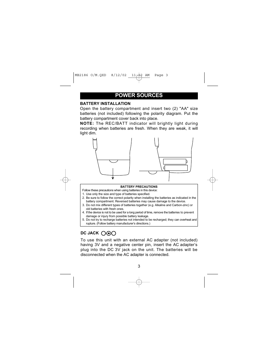 Power sources | Memorex MB2186 User Manual | Page 4 / 13