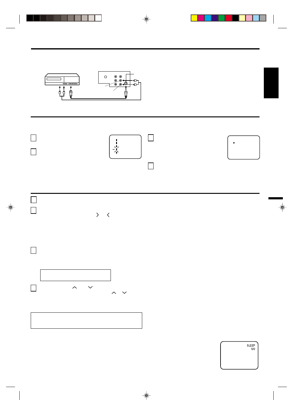 Audio / video jack connections, Setting language, Tv operation | English, Continued) | Memorex MT2252S MT2271S User Manual | Page 7 / 24
