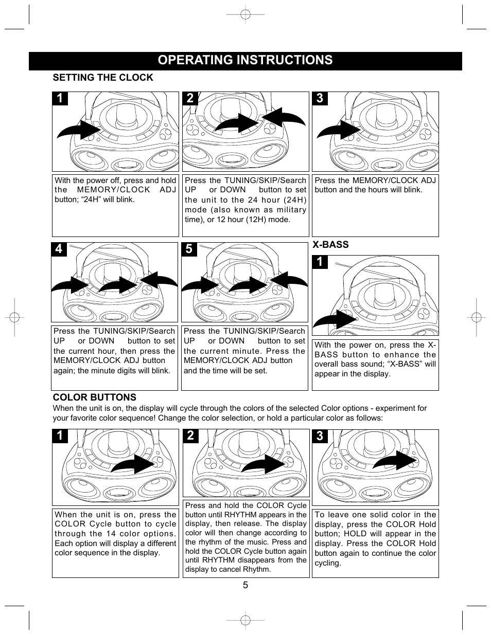 5operating instructions | Memorex MP3223 User Manual | Page 6 / 16