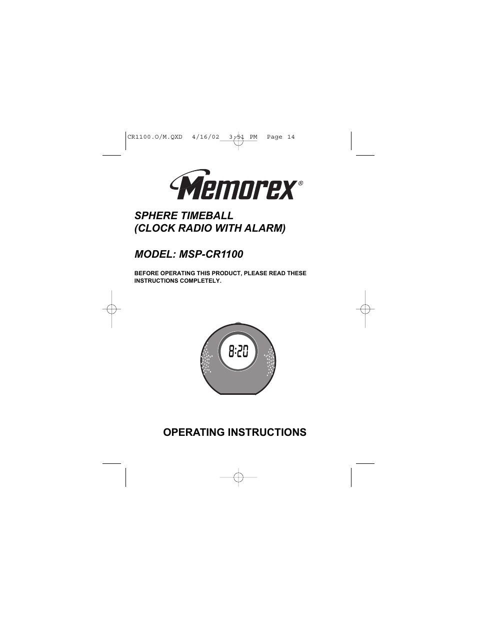 Memorex MSP-CR1100 User Manual | 14 pages