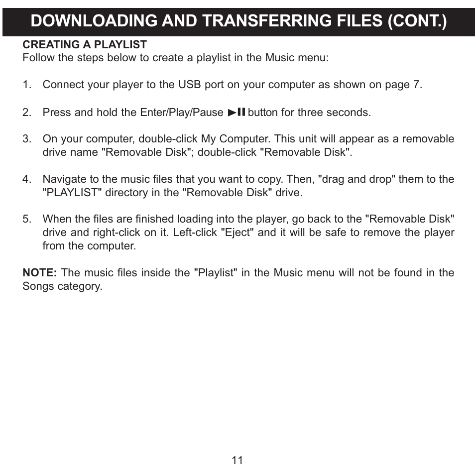 Downloading and transferring files (cont.) | Memorex MMP8568-SPT User Manual | Page 12 / 92