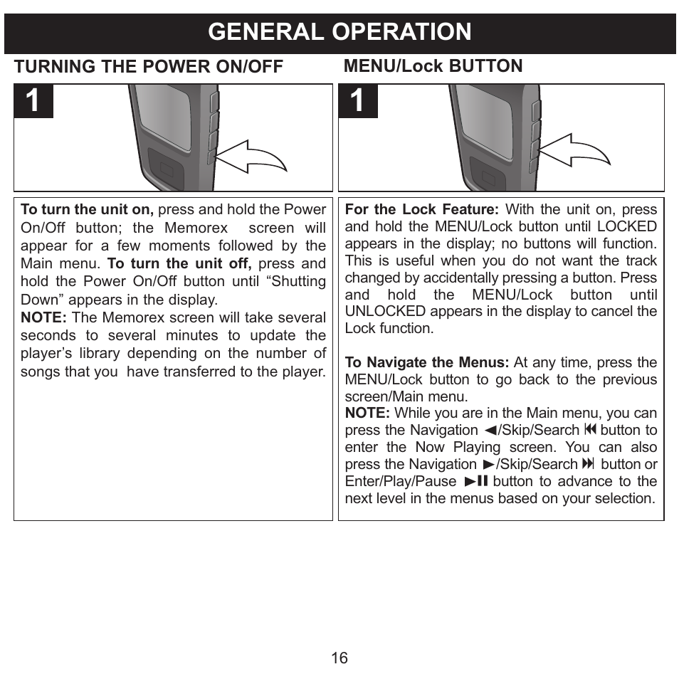 General operation | Memorex MMP8568-SPT User Manual | Page 17 / 92