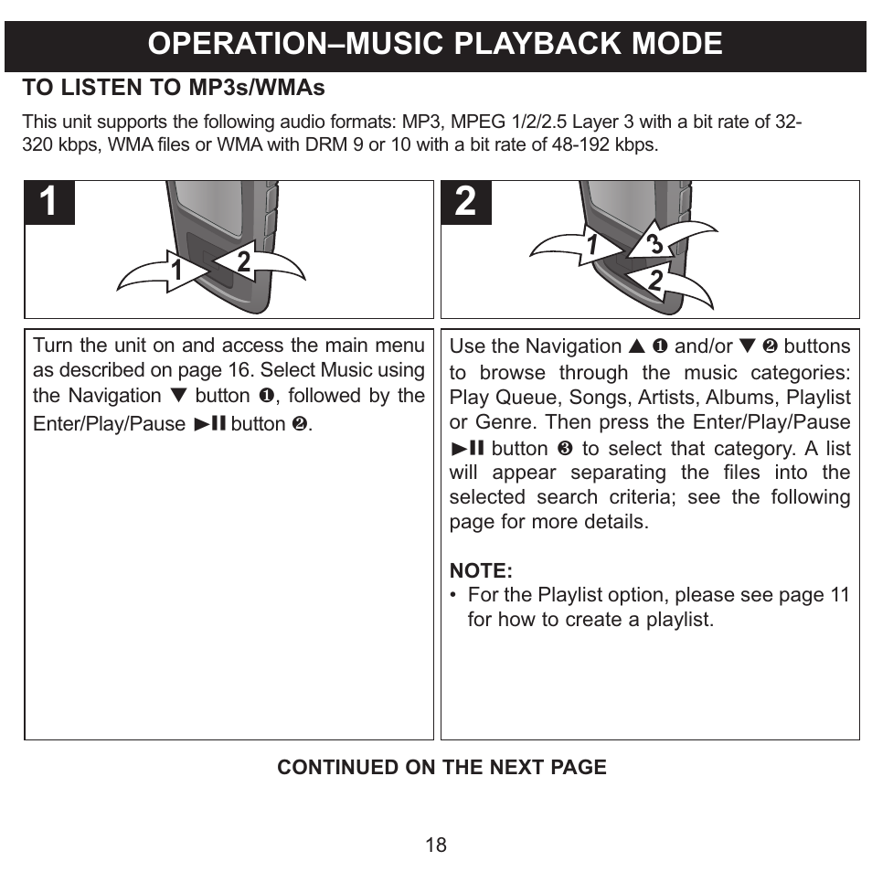 Operation–music playback mode | Memorex MMP8568-SPT User Manual | Page 19 / 92