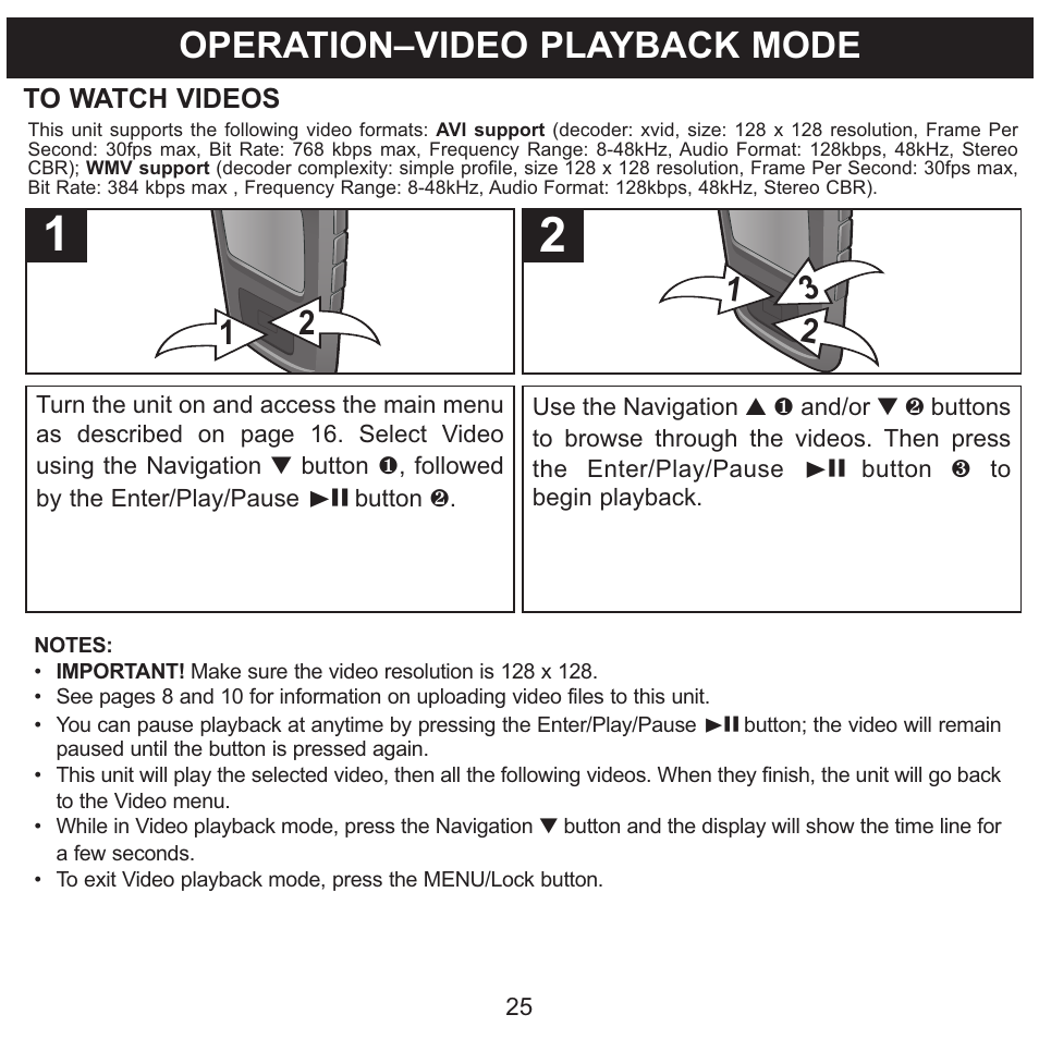 Operation–video playback mode | Memorex MMP8568-SPT User Manual | Page 26 / 92