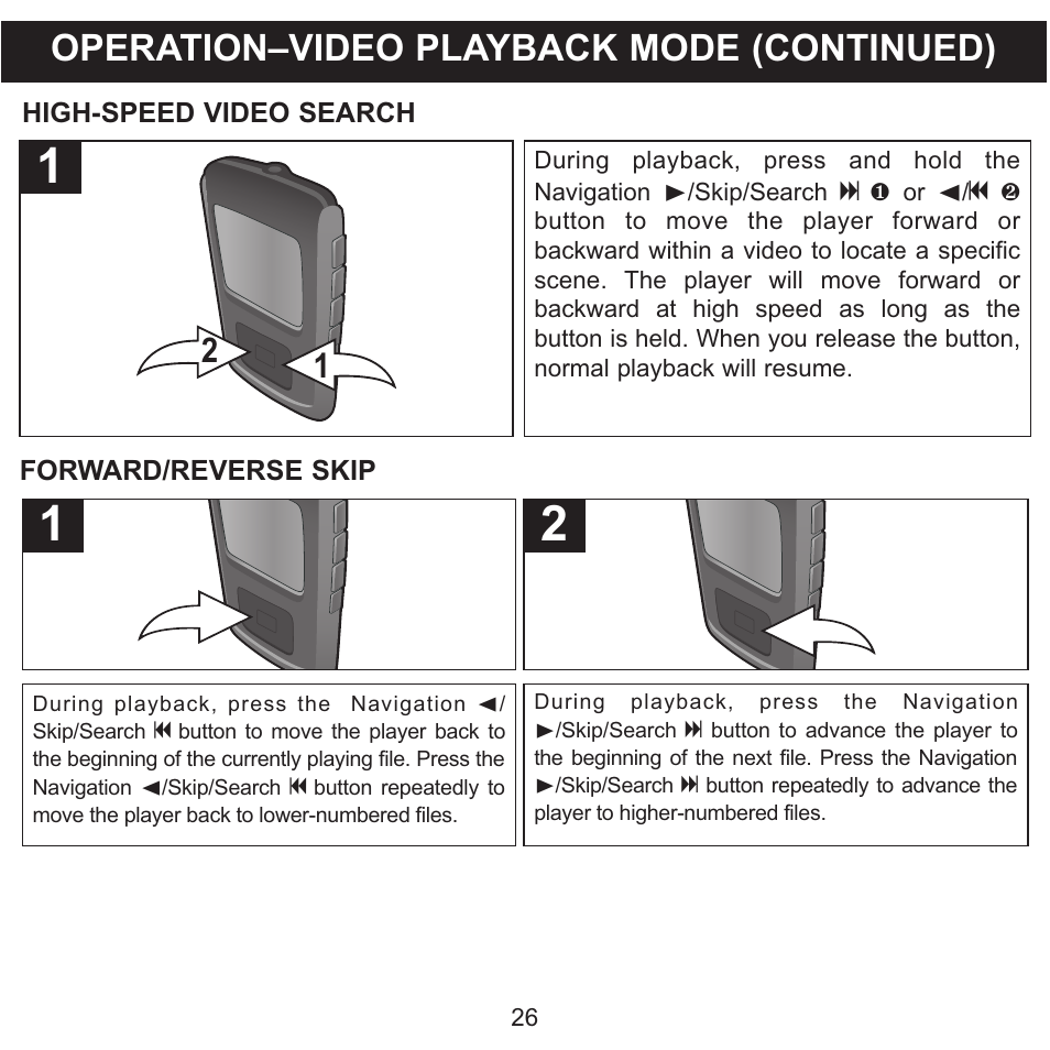 Operation–video playback mode (continued) | Memorex MMP8568-SPT User Manual | Page 27 / 92