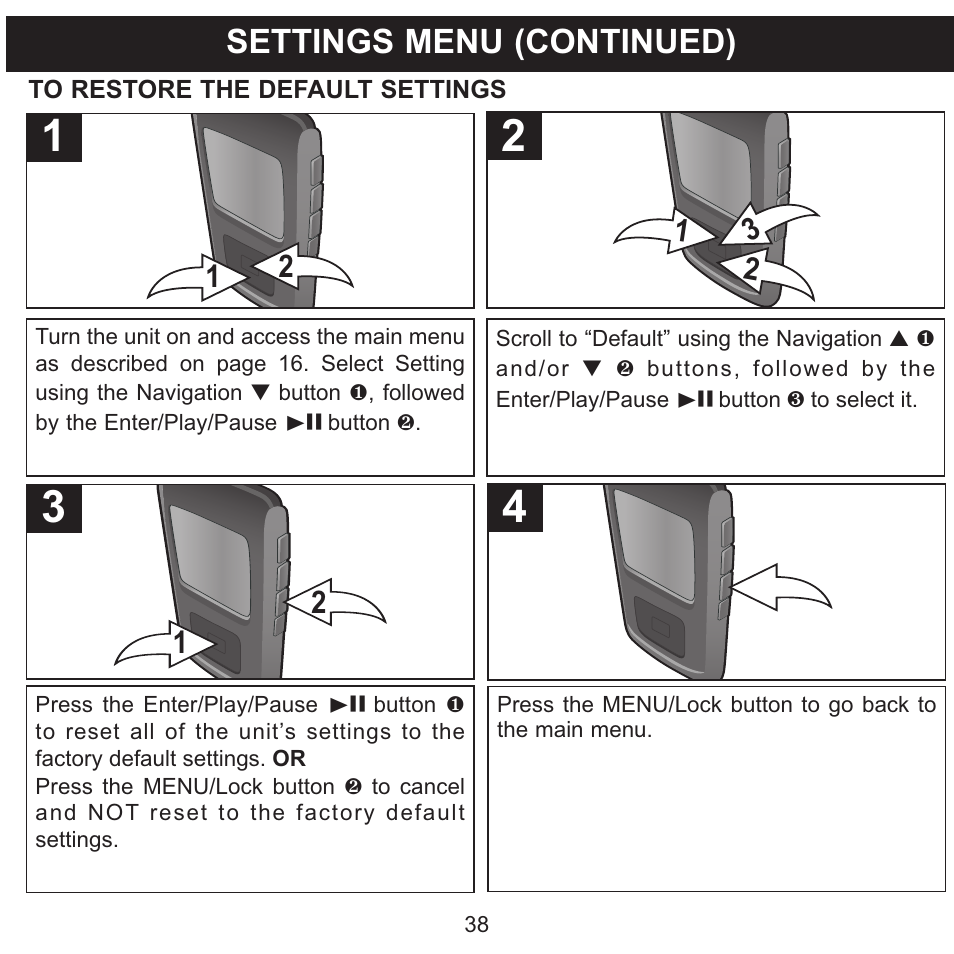 Settings menu (continued) | Memorex MMP8568-SPT User Manual | Page 39 / 92