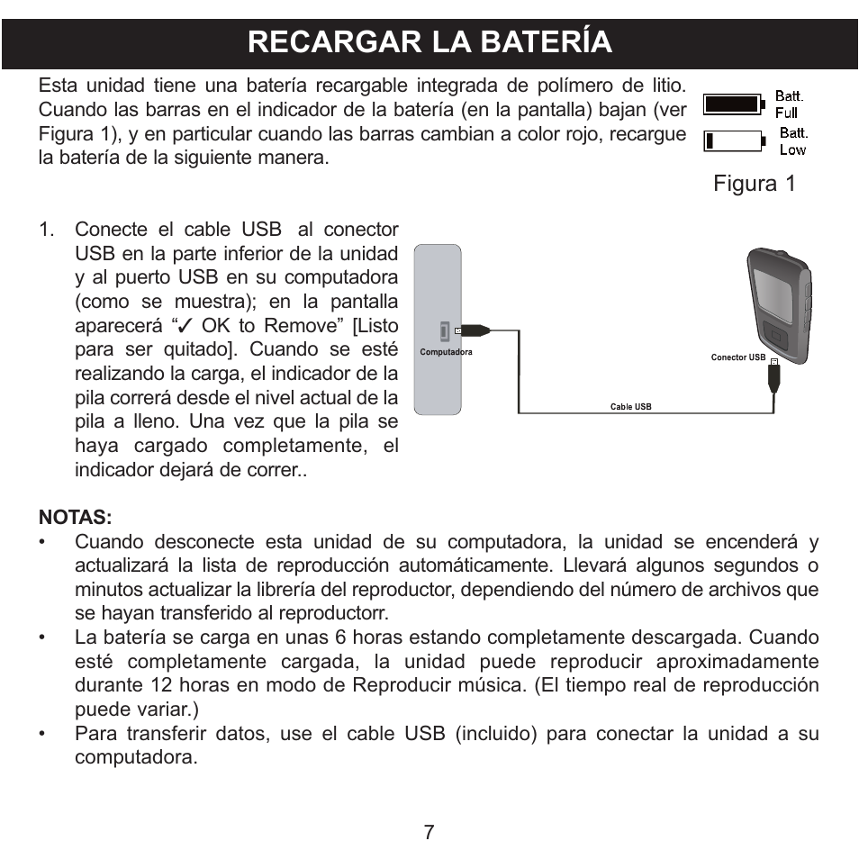 Recargar la batería | Memorex MMP8568-SPT User Manual | Page 53 / 92