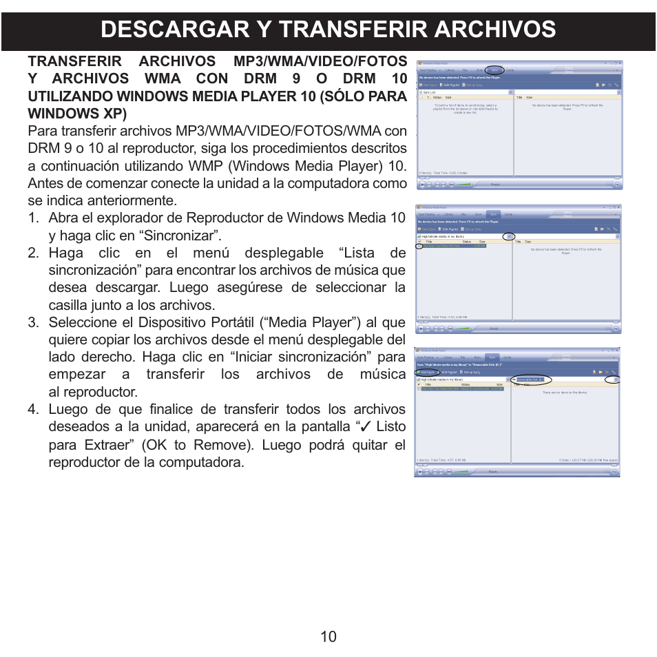 Descargar y transferir archivos | Memorex MMP8568-SPT User Manual | Page 56 / 92